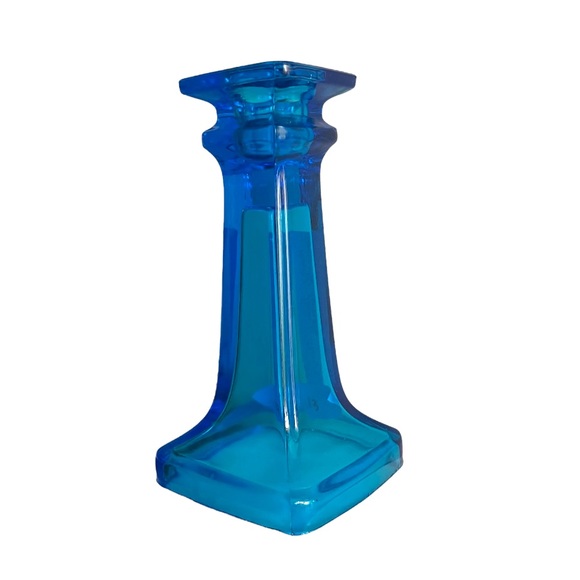 Jeannette Glass Company Blue Glass Candlestick - Picture 3 of 5